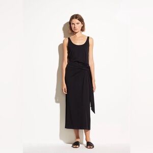 New! VINCE - Women's Small - Sleeveless Wrap Tank Dress in Black -Pima Cotton
